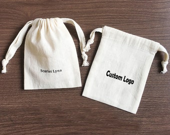 100 op maat gemaakte katoenen sieradenzakjes met trekkoord: cadeauzakjes met gepersonaliseerd logo