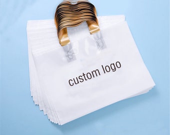 100 Pcs Custom Logo Plastic Shopping Bags With Handle