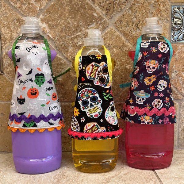 Halloween Dish Soap Bottle Aprons - Small - Sugar Skulls and Scary Images