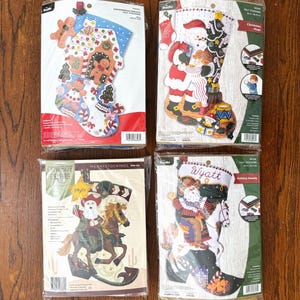 DIY Bucilla Merrystockings Felt Stocking Kits - Gingerbread Dreams - Christmas Hugs - Cowboy Claus - Holiday Howdy