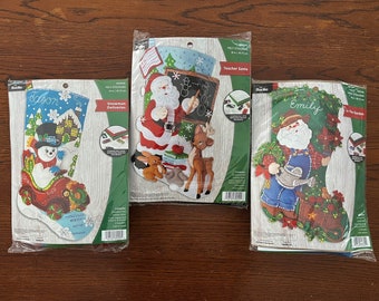 DIY Bucilla Felt Stocking Kits -- Snowman Deliveries -- Teacher Santa -- In The Garden