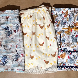 Ladies&#39; Kitchen Apron - Roosters - Hens - Chickens & Chicks - Adult size