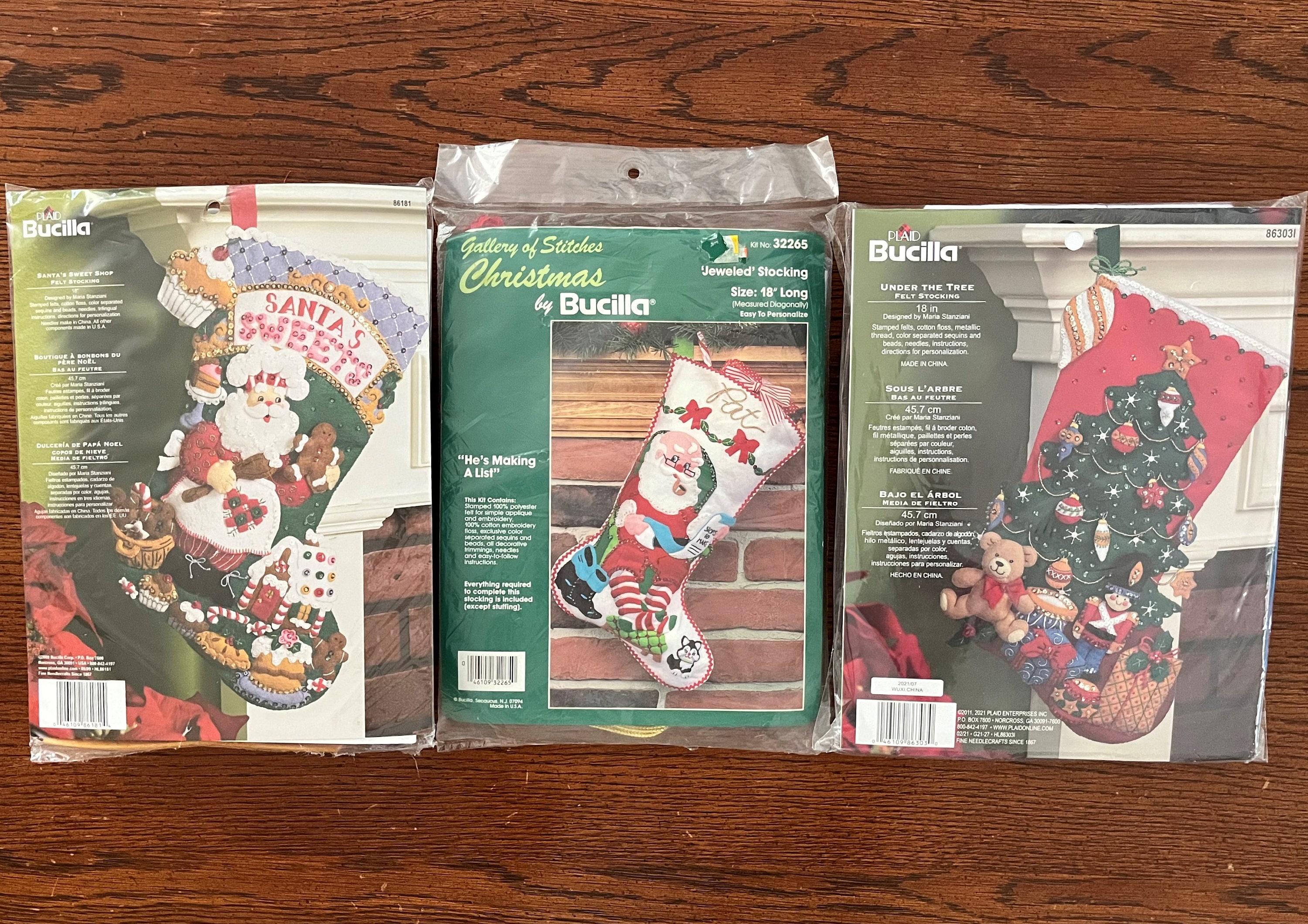 Bucilla Christmas Felt Applique Holiday Stocking Kit, SANTA &  RUDOLPH,83013,18