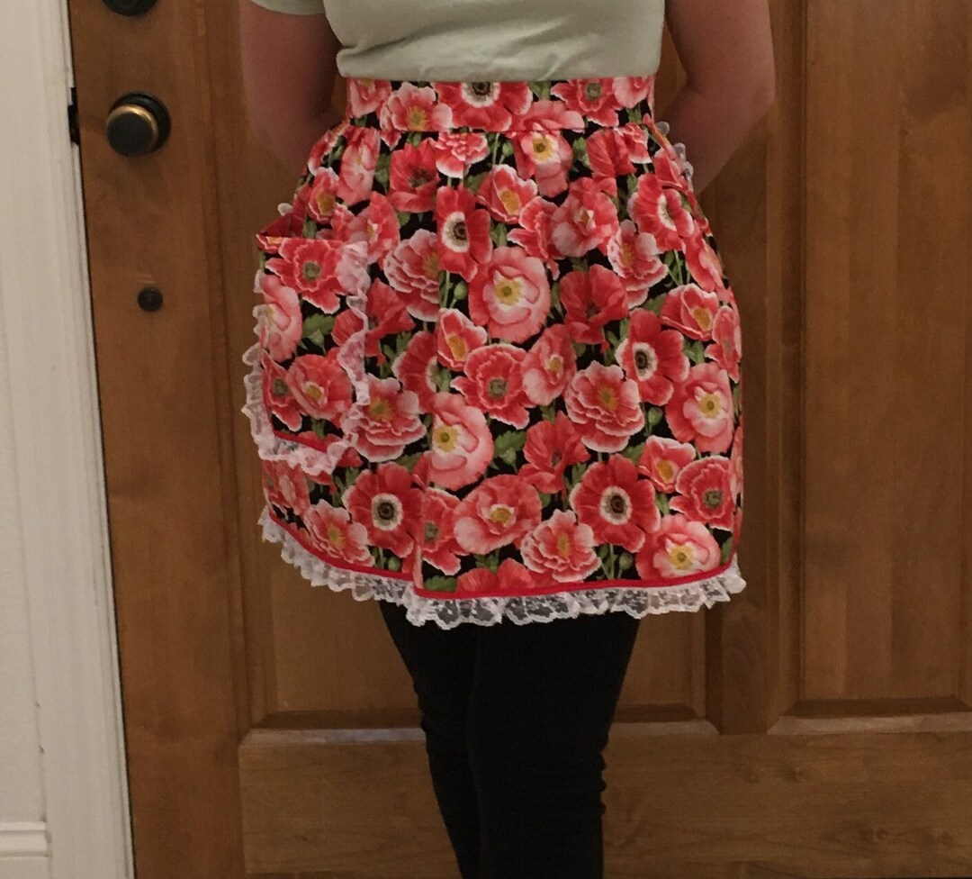 Ladies' Kitchen Apron Red Poppies Adult Size Apron Etsy