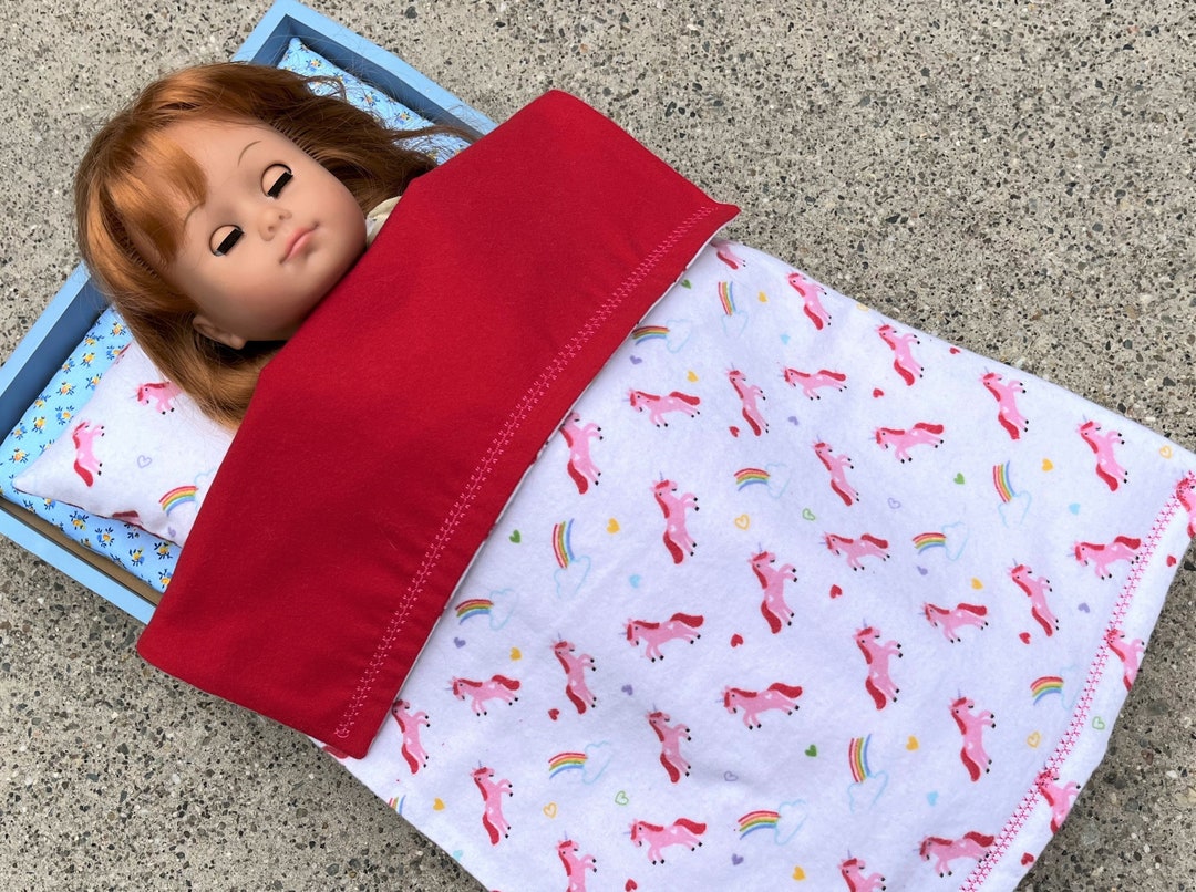 Flannel Doll Blanket and Pillow Sets Reversible Floral, Etc. 100