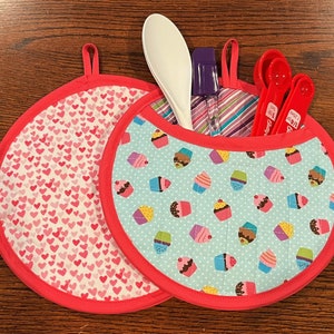 Pocket Potholder Giftset - Tiny Cupcakes - Pot Holder Gift Set - Trivet