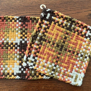 XL Woven Cotton Loop Potholder - 8-1/2&quot; Trivet - Hot Pad - SPICE MEDLEY - Pot Holder