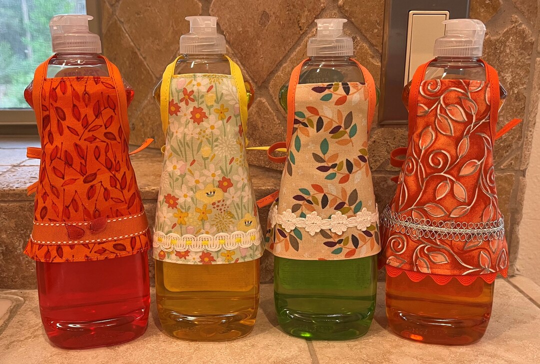 Floral Dish Soap Bottle Aprons Orange/red Sticks and Leaves Etsy