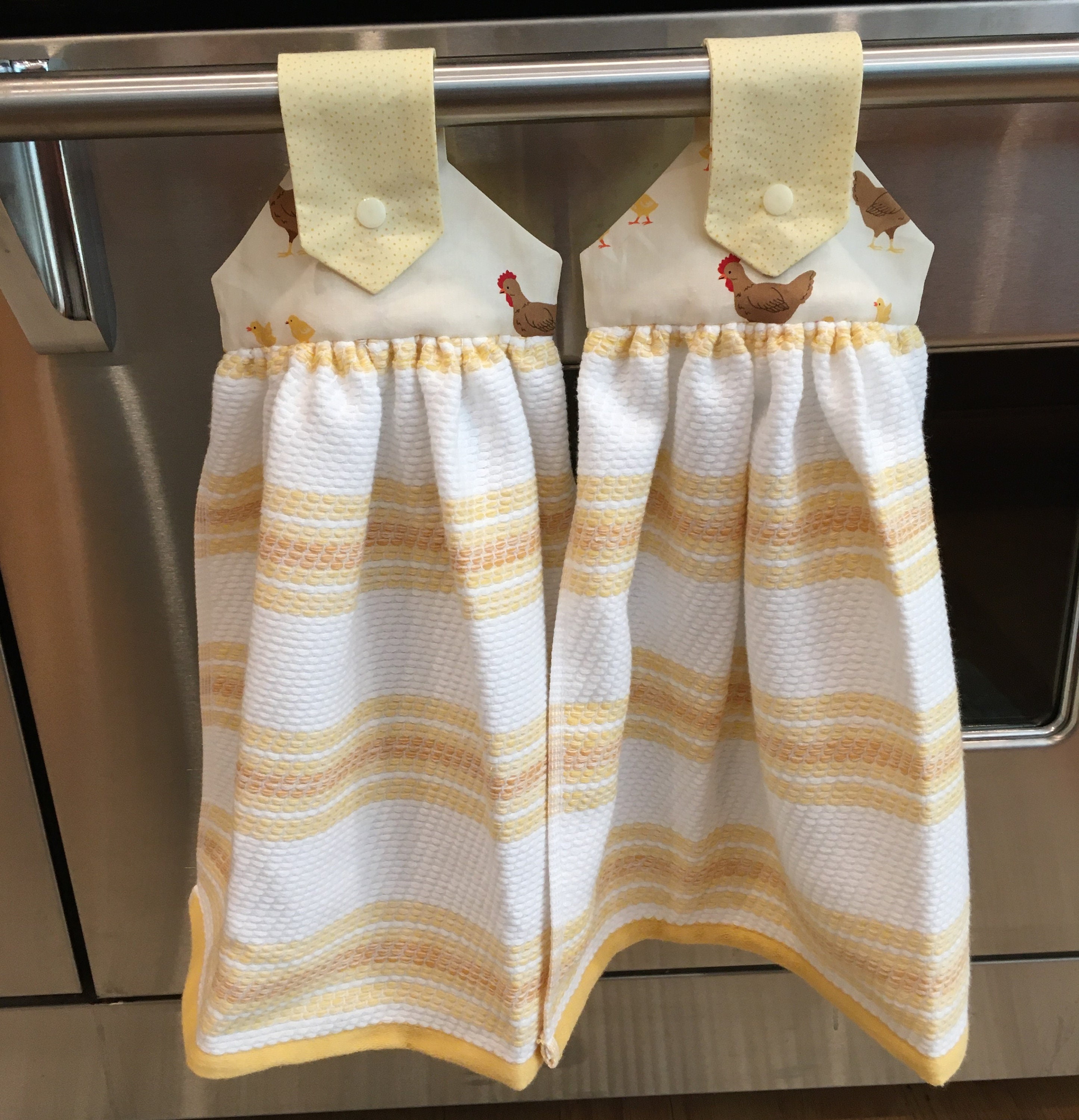 Kitchen Hanging Towel Hen & Chicks Snap Towel | Etsy