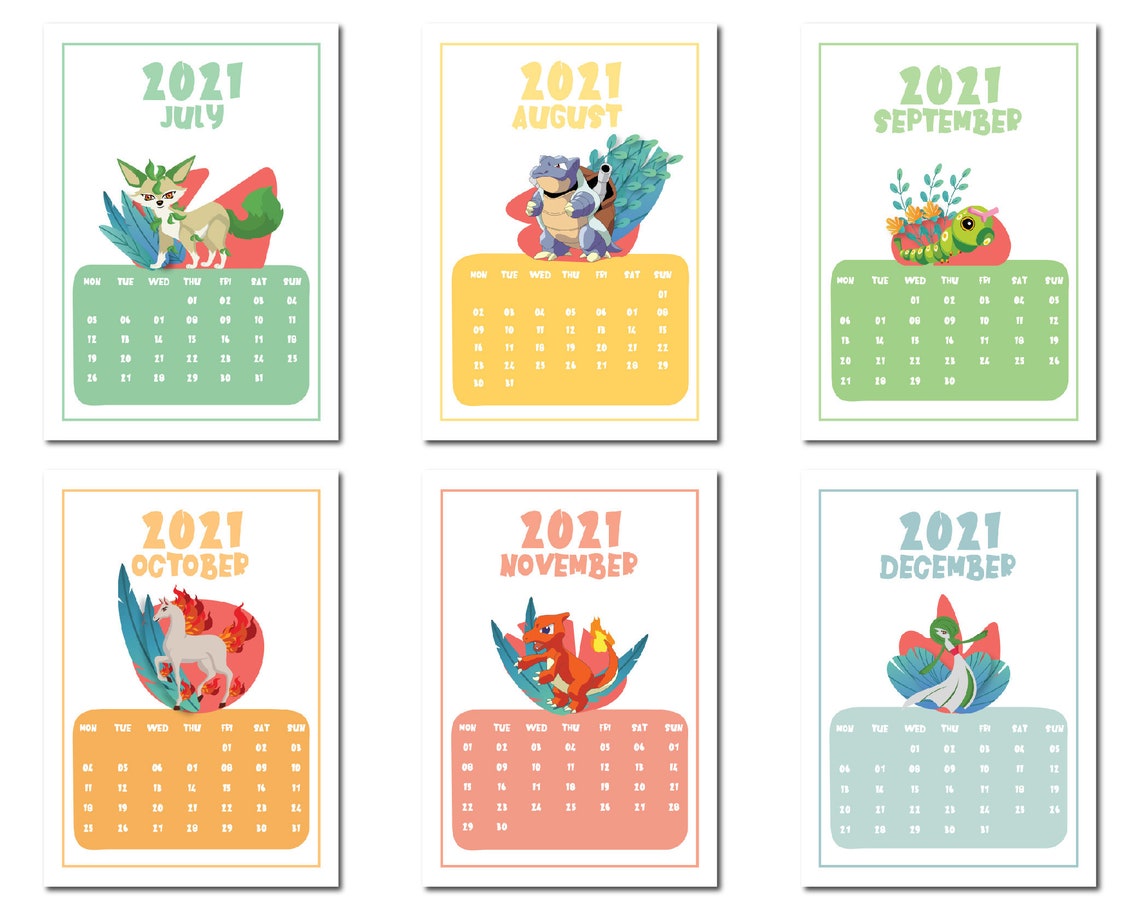Pokemon Calendar Printable Pokemon Merchandise New Year Etsy