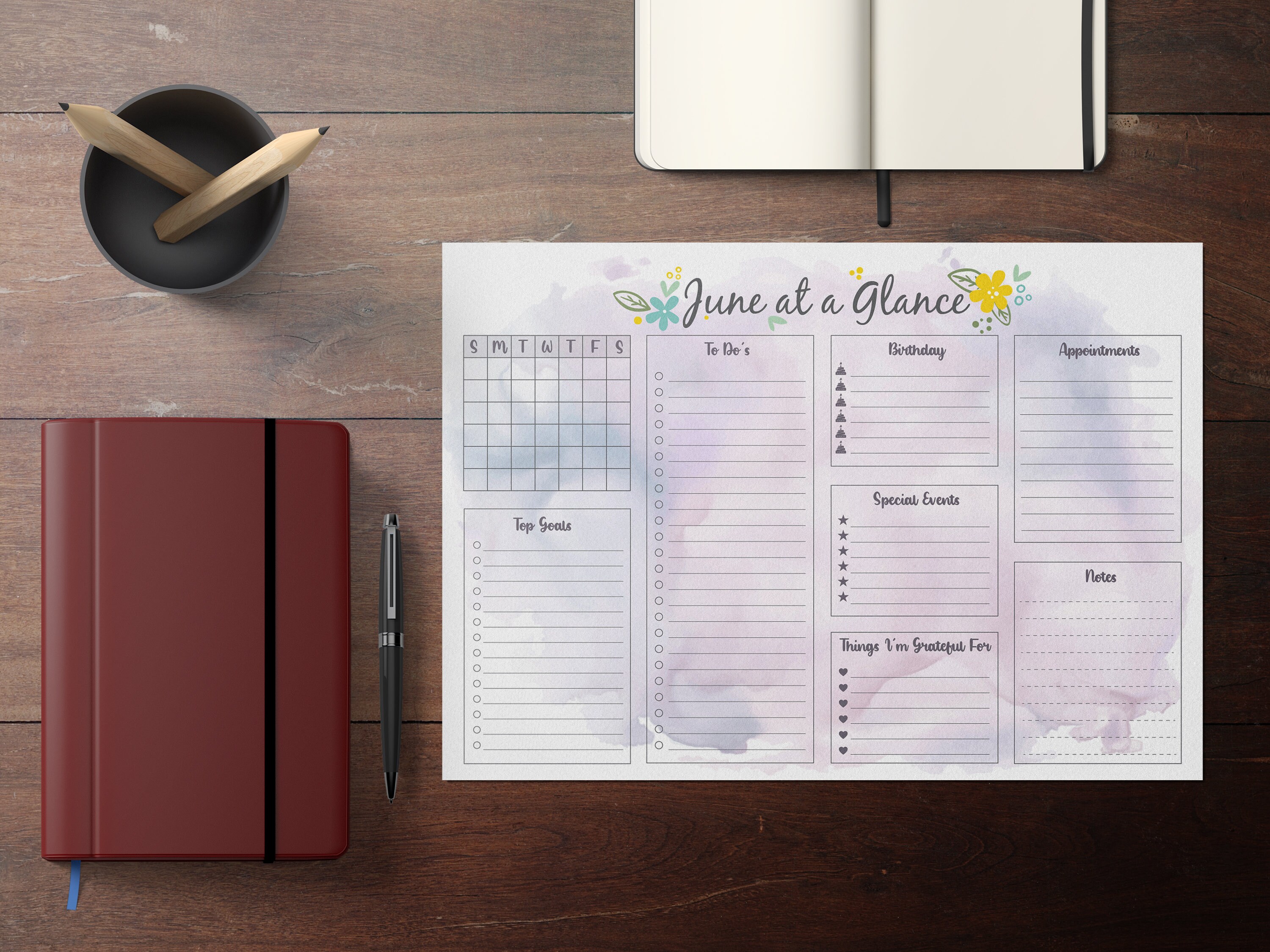 Monthly Planner Printable Monthly Wall Planner Monthly | Etsy
