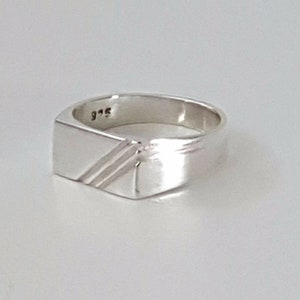 Genuine 925 Sterling Silver Mens  Boys Rectangular Signet Ring