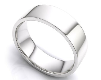 925 Sterling Silver Womens Mens 6mm Flat Wedding Band Ring