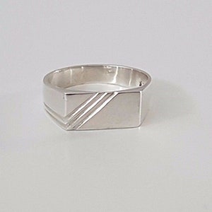 Genuine 925 Sterling Silver Mens Boys Rectangular Signet Ring immagine 2