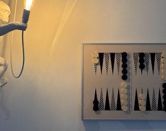 Highly original magnetic backgammon board to hang on a wall (or use as a flat-board)