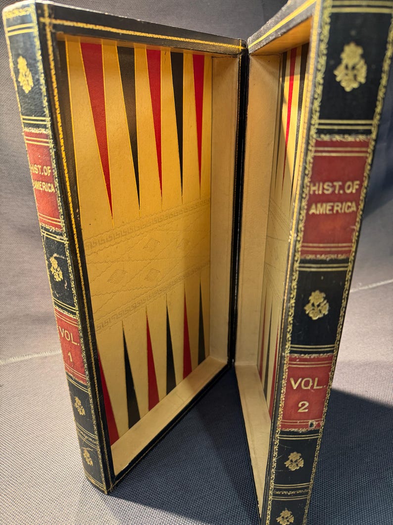 Backgammon Label Leather Book-backgammon, 'history of America, Vol. 1 & 2', With a ...