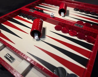 Magnificent Renzo Romagnoli, Italian hand-made leather backgammon board