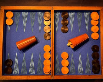 Rare antique French burr-walnut backgammon board, early 1900s