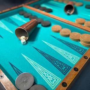 Handsome antique walnut backgammon game from the 1890s