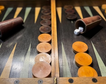 Antique French Walnut Marquetry Backgammon Board, Circa 1910