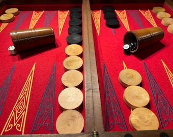 Antique French Walnut Backgammon Board, 1930s Marquetry Chess Game