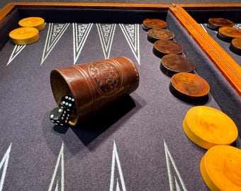 Unique antique backgammon game with the British royal coat of arms