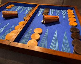 Elegant antique French walnut backgammon board ... with a decidedly modern twist