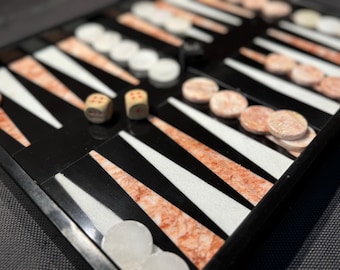 1970er Italienisches Backgammon aus Marmor & Onyx