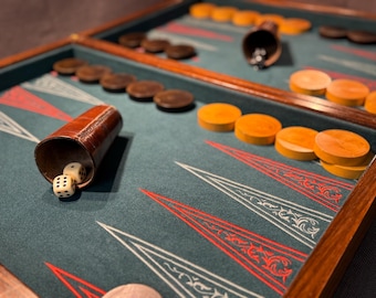 Unique hand-made French mahogany backgammon board from the 1920s