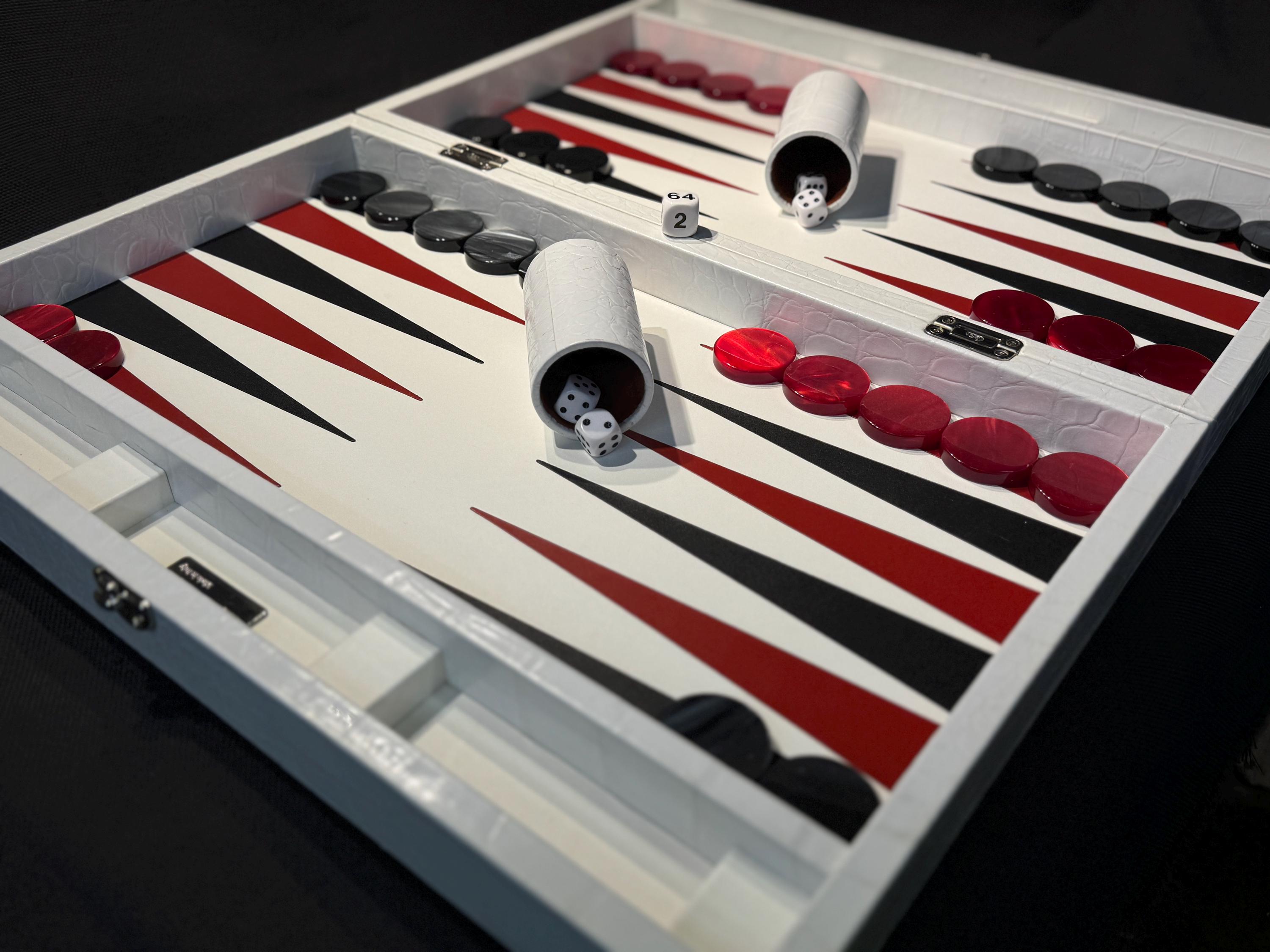 Backgammon Renzo Romagnoli – Cuir – Jeu De Société Vintage – Occasion