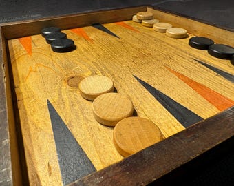 Unique artisanal French backgammon game, 1940-1950