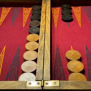 Beautiful antique French backgammon game, c.1920, with marquetry chess board