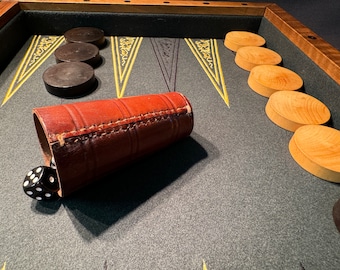Antique French Backgammon Board: Dark Walnut, Marquetry Chess Inlay