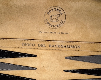 Italian Suede Leather Backgammon Set: Bottega Conticelli Travel Game