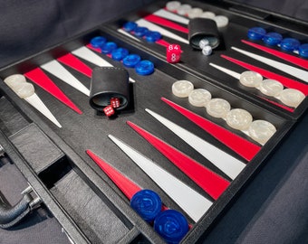 Handsome tournament-size 'briefcase' backgammon