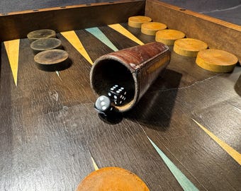 Fine French antique walnut marquetry backgammon board, circa 1900