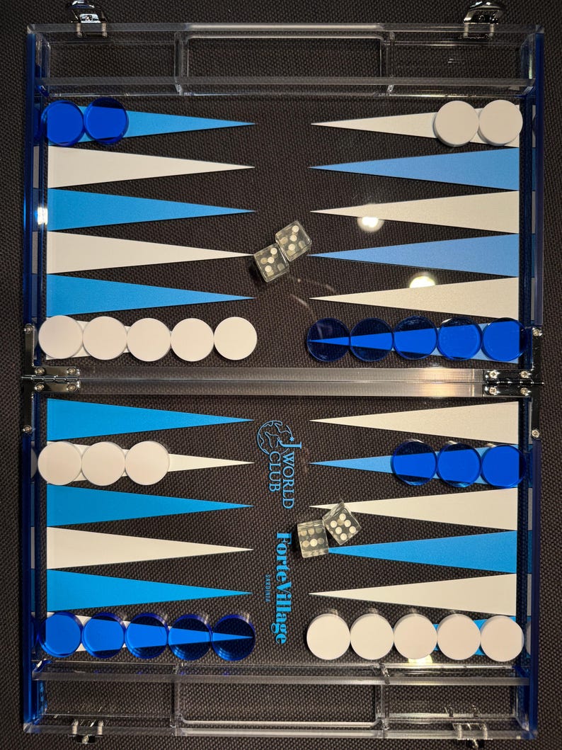 Transparent Lucite Backgammon Board Made for the 'J World Club' Visit ...