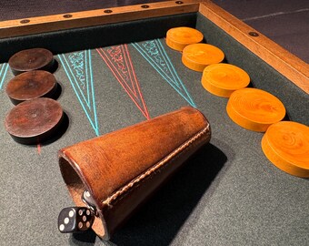 Magnificent antique French walnut backgammon board, circa 1910