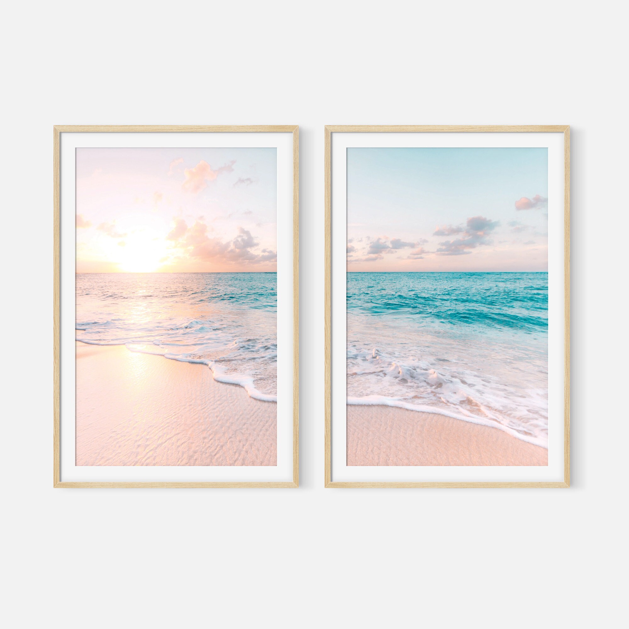 Beach print set of 2 Wall art print Sunset beach print Etsy
