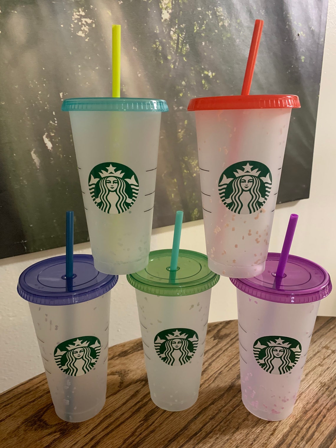 Starbucks Confetti color changing cups summer 2021 changes Etsy