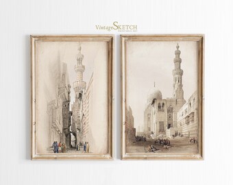 Printable Vintage Cairo Mosque Wall Art, Digital Print, Mosque Architecture, Printable Download, Home Decor, Islamic Gifts, Islamic Poster