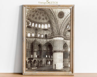 Vintage Interior Mosque Wall Art, Islamic gifts, Abstract Islamic Art, Islamic Home Decor, Mosque Poster, Muslim Architecture