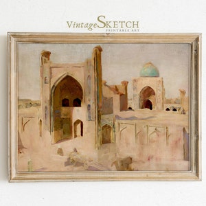 Vintage Mosque Wall Art Painting, Digital Print of mosque, Islamic Arab Architecture & Art Painting - Islamic Decor-Islamic Wall Art jpg