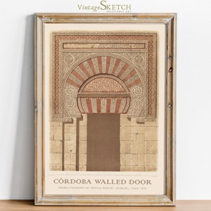 Printable Vintage Mosque Wall Art, Islamic Architecture, Islamic gifts for Women, Muslim Wall Art, Abstract Islamic Art Decor, Mosque Door