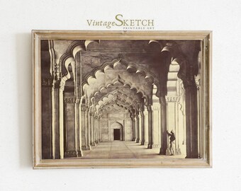Printable Vintage Mosque Wall Art, Islamic Art Painting, Nikah gifts, Islamic Wall Decor-Muslim Home Decor, Mosque Painting-Instant Download