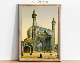 Printable Mosque Wall Art, Islamic Art Painting, Muslim Wedding Gifts, Muslim Wall Decor, Islamic Architecture Door,Mosque Poster-Home Decor