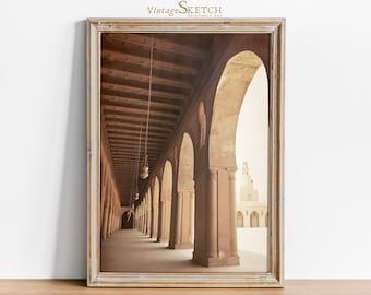 Vintage Cairo Mosque Wall Art, Islamic Decoration, Islamic Art, Wedding Gift Printable JPEG, Muslim Architecture-Islamic Art-Mosque Painting
