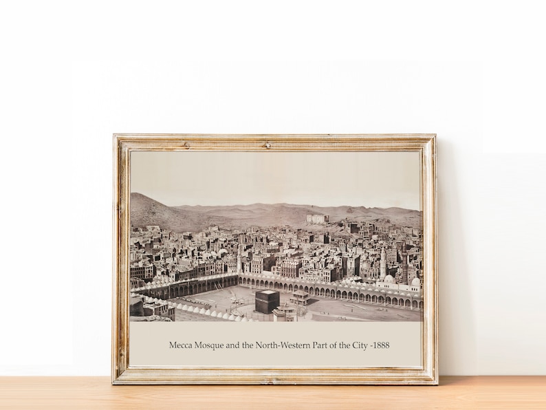 Utskrivbar vintage Kabbah i Mecka väggkonst, islamisk bröllopsgåva, islamisk konstmålning, muslimsk väggkonst, abstrakt islamisk konst - digital nedladdning bild 2