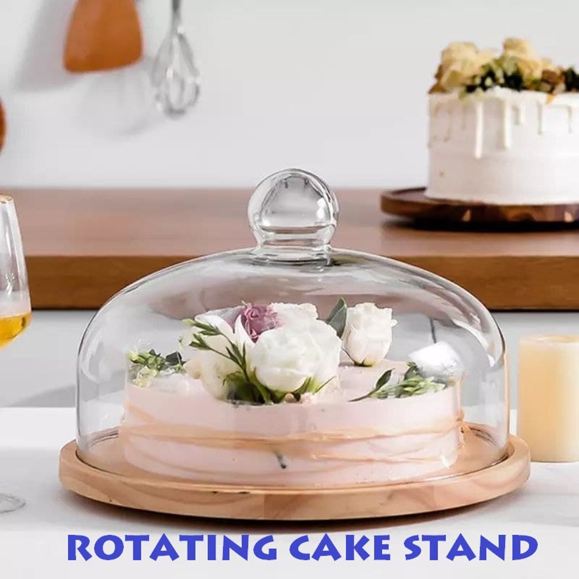Wedding Cake Stand Rotating Cake Stand Cake Stand With Dome Etsy