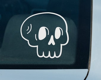 Cute skull car Decal, spooky decal, skull car decal, goth decals, spooky car decal, skeleton decal, alt girl, Cute skull Decal